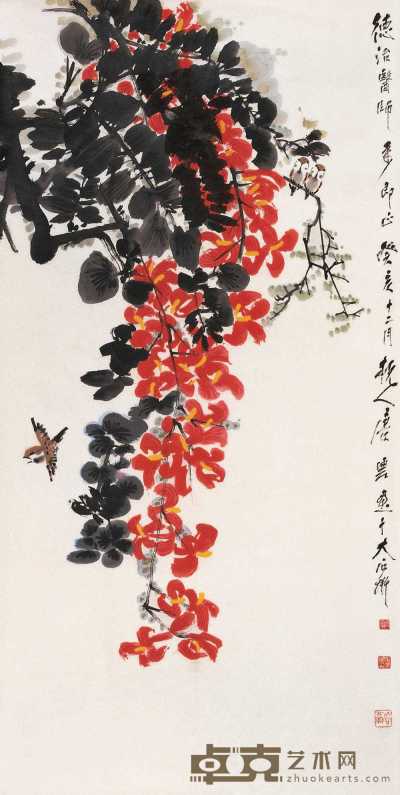 唐云 署年：癸亥(1983) 木棉花开 镜心 138×69cm